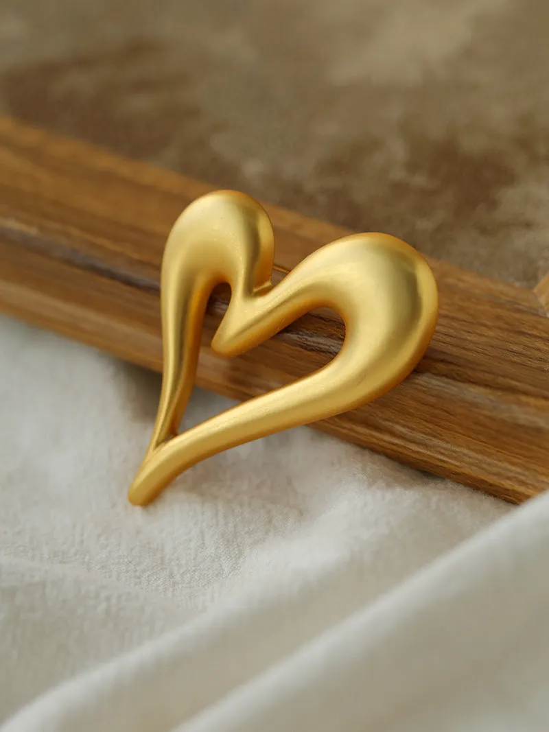 Gold Heart Shape Brooch