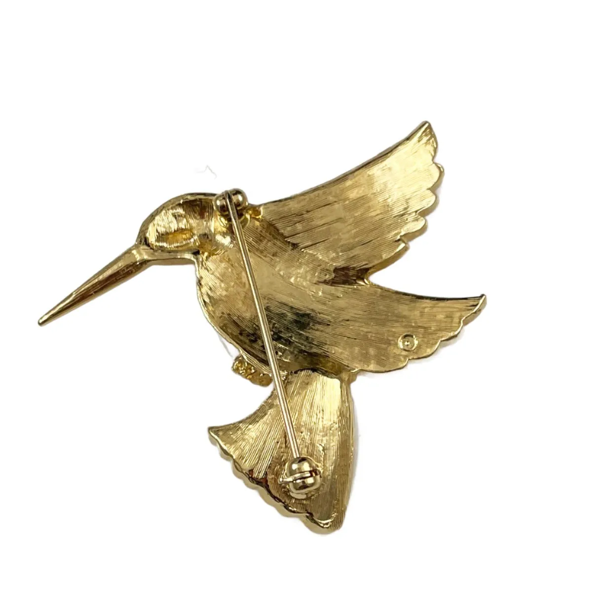 Gold Hummingbird Brooch Vintage