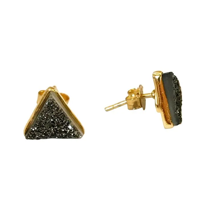 Hexagon Stone Stud Earrings