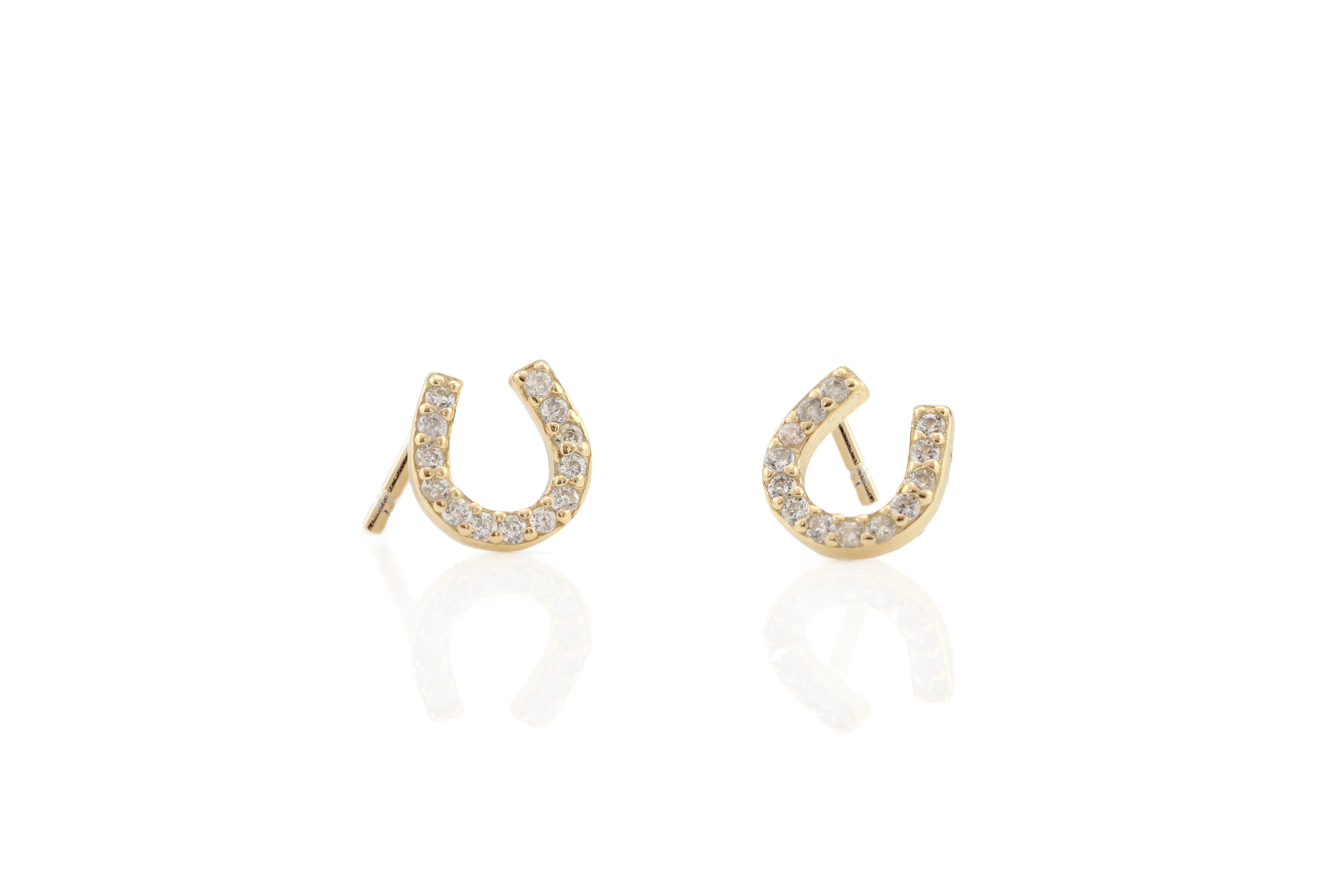 Horseshoe Crystal Stud Earrings