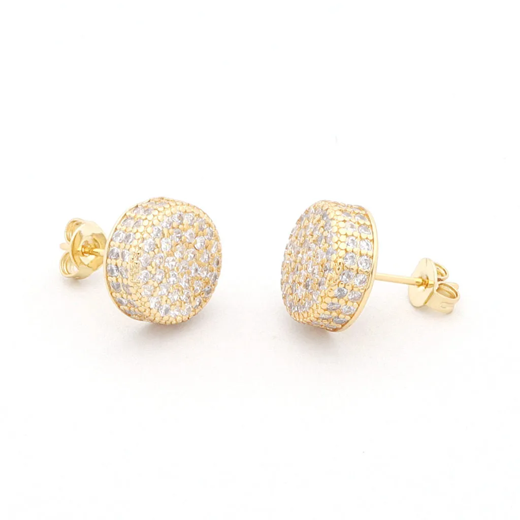 Iced Out Round Stud Earrings