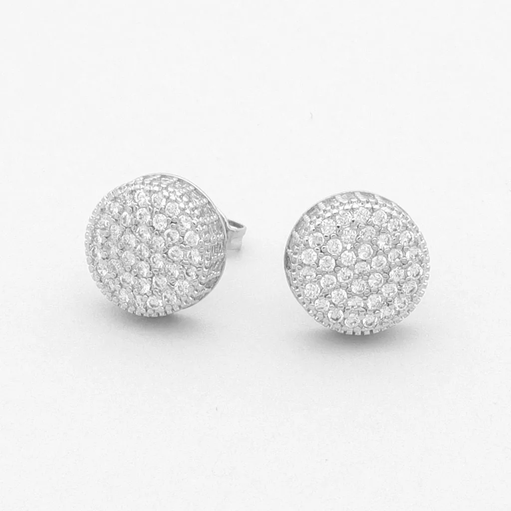 Iced Out Round Stud Earrings