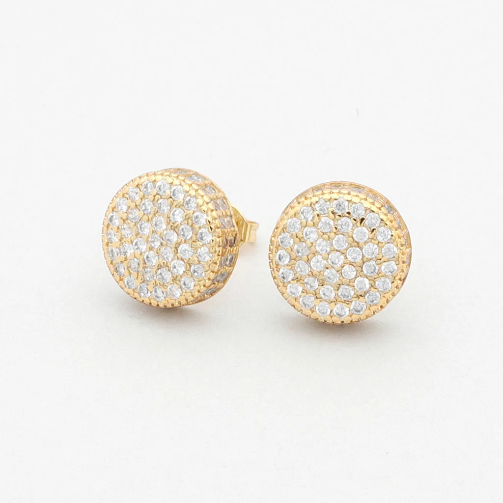 Iced Out Round Stud Earrings