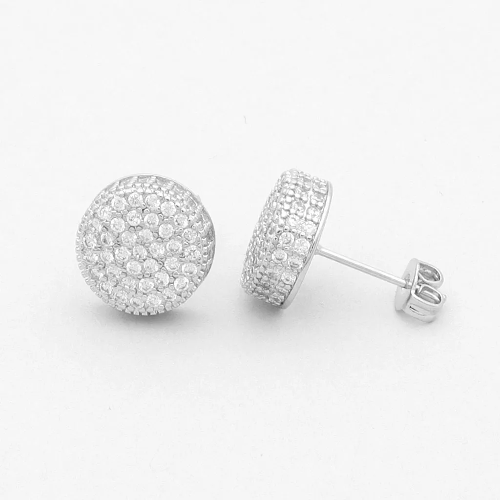 Iced Out Round Stud Earrings