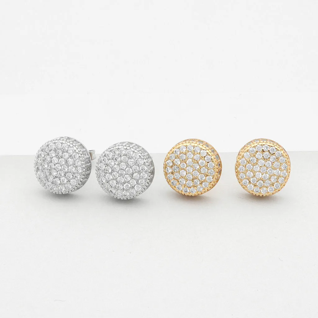 Iced Out Round Stud Earrings