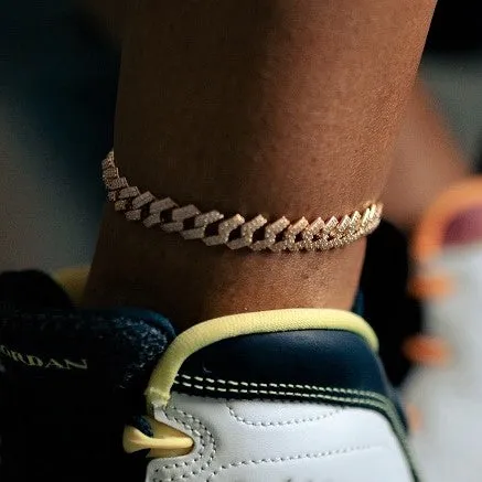 Iced Prong Cuban Anklet