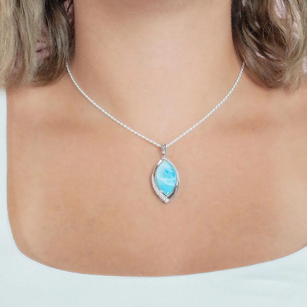 Larimar Crested Mandorla Pendant