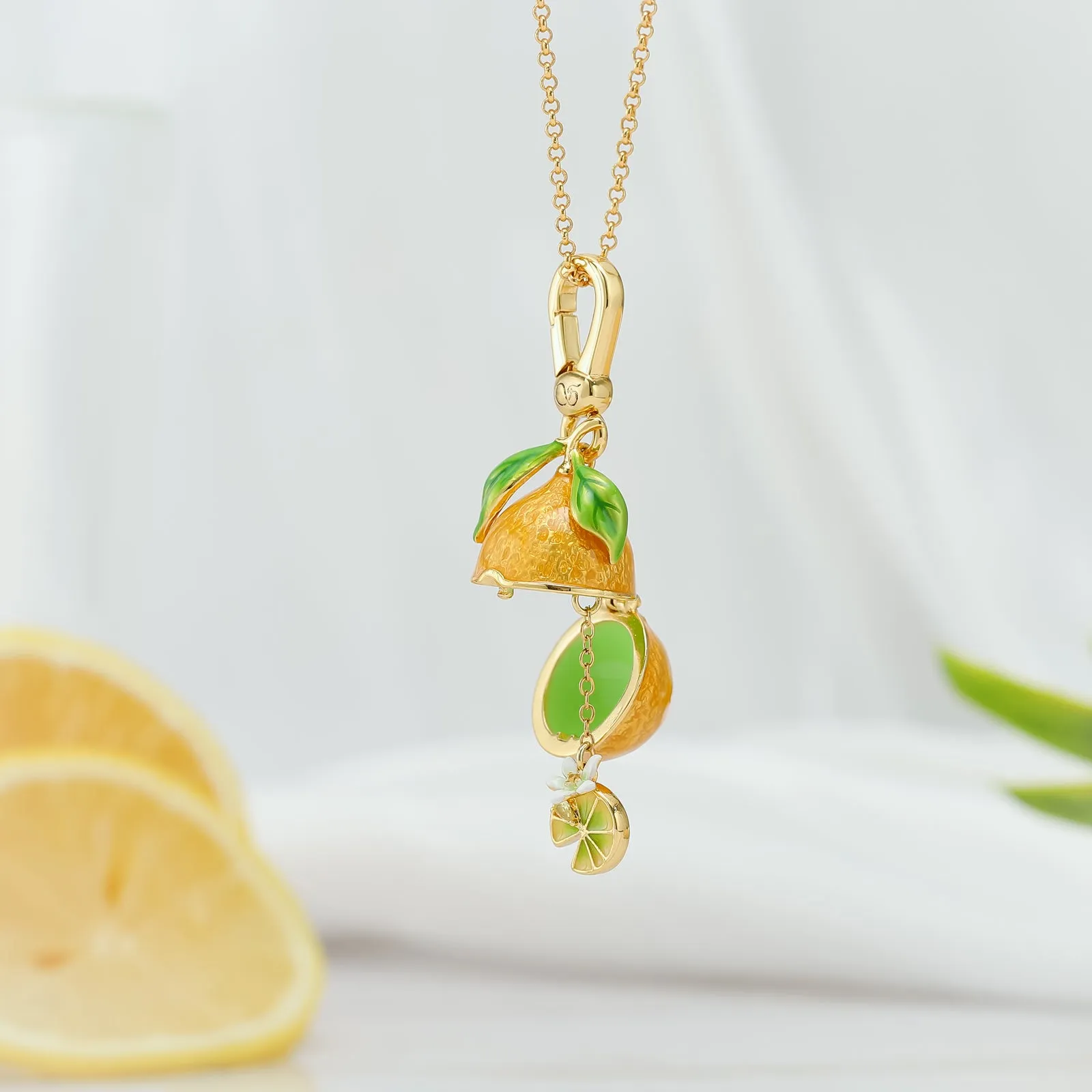 Lemon Locket Pendant Necklace