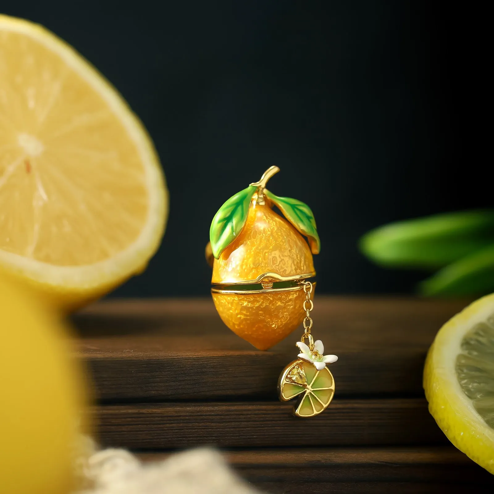 Lemon Locket Pendant Necklace