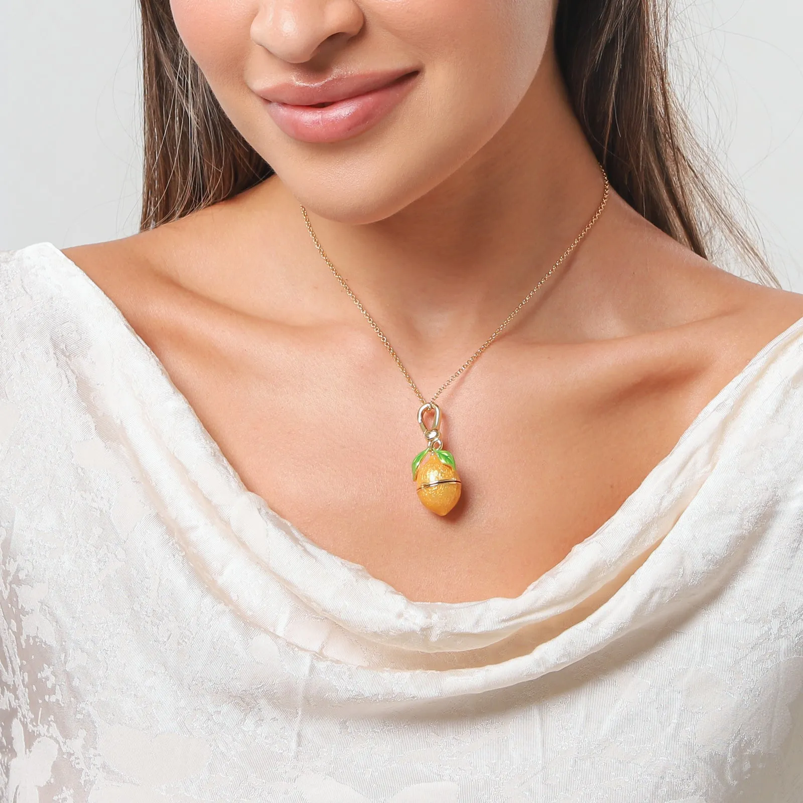 Lemon Locket Pendant Necklace