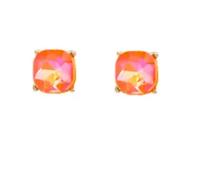 Neon Orange Iridescent Stud Earrings