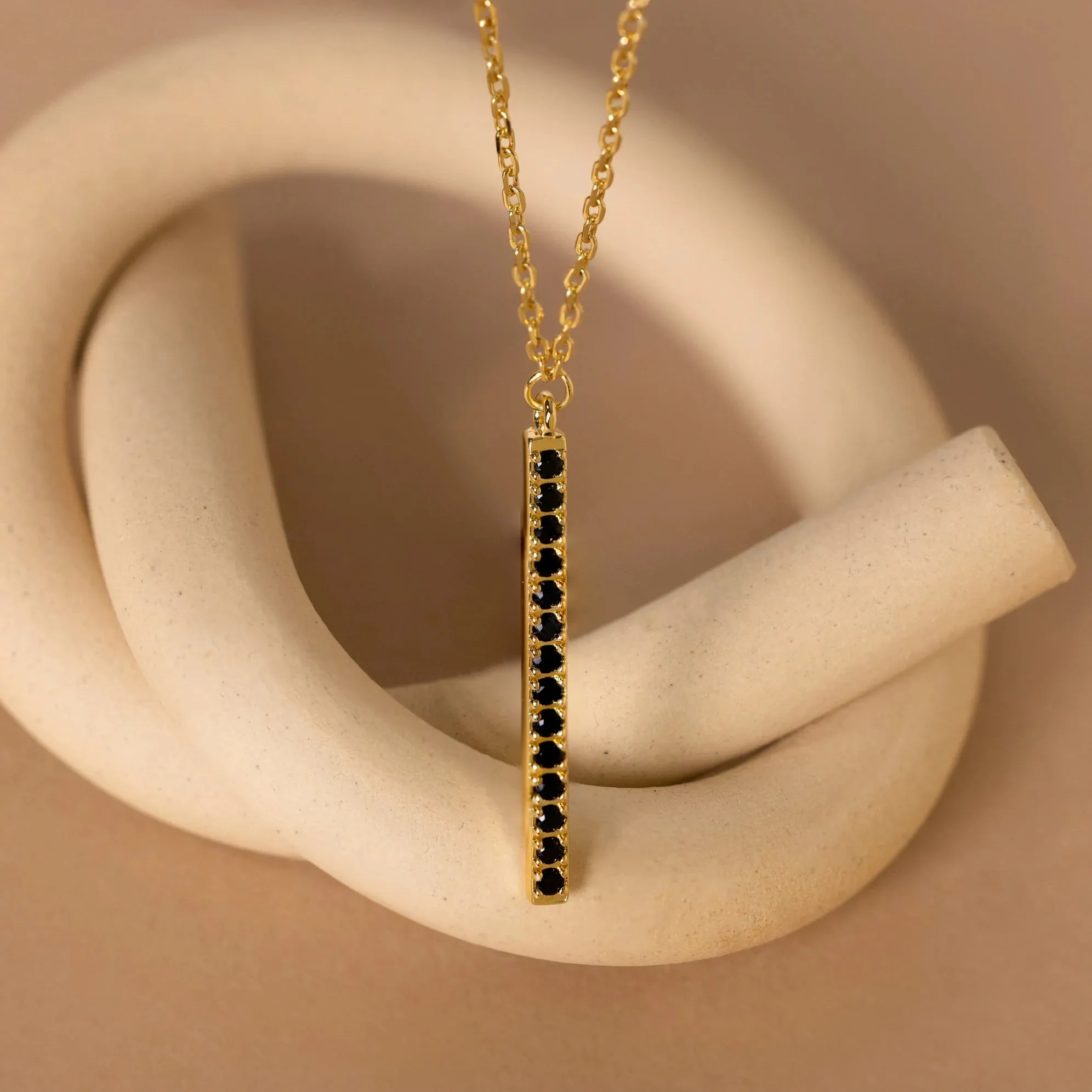 Onyx Bar Pendant Necklace