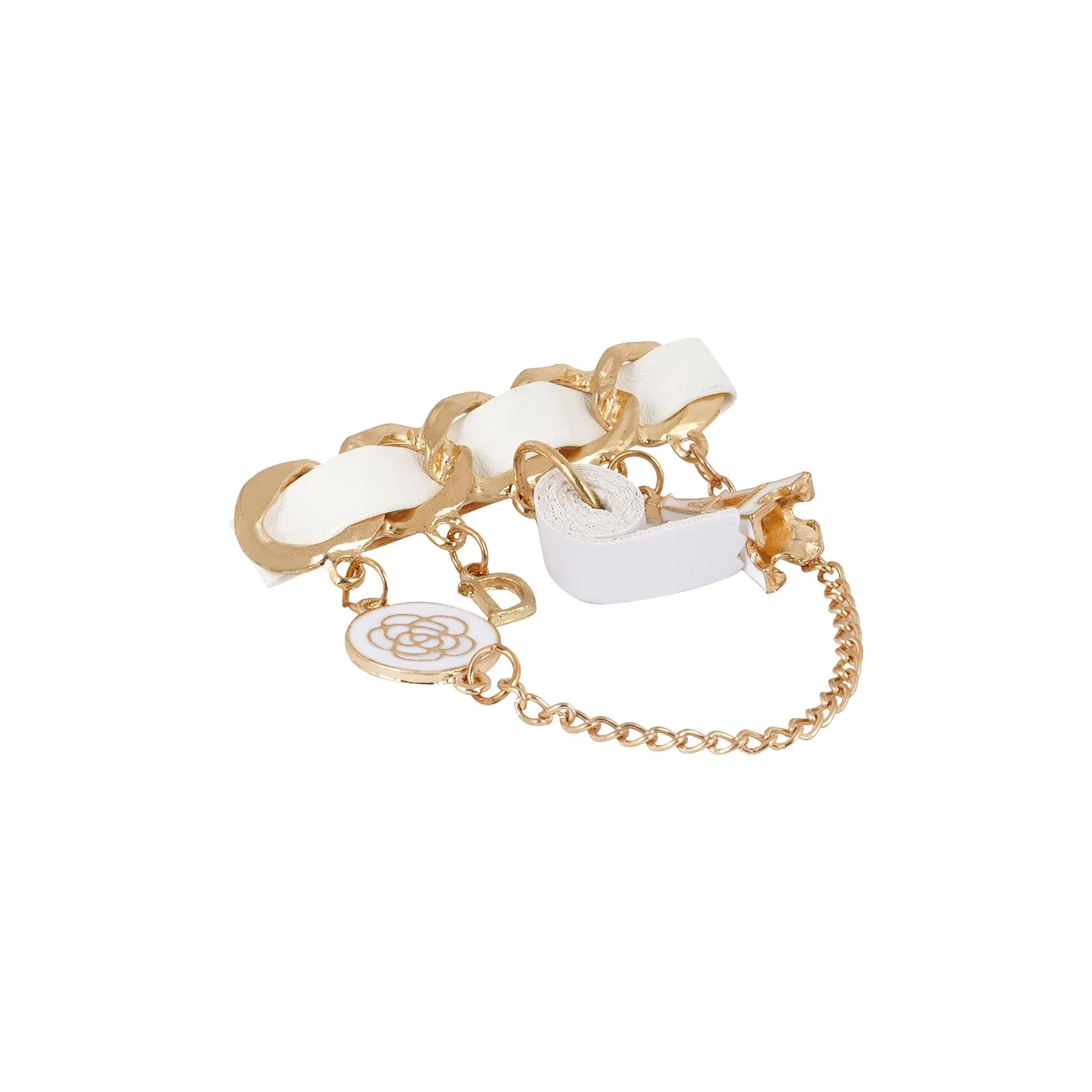 Paris Charm White And Gold Brooch