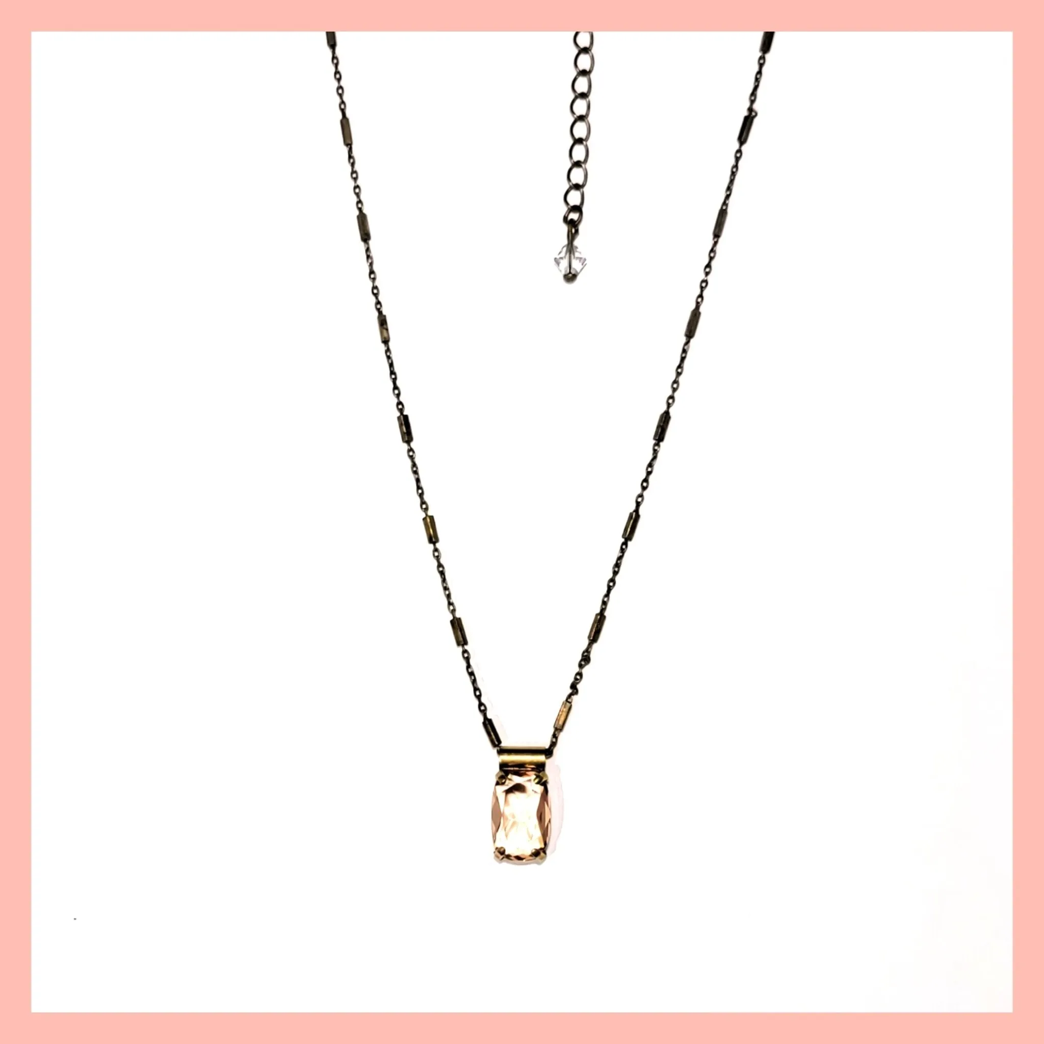 Peach Crystal Pendant Necklace