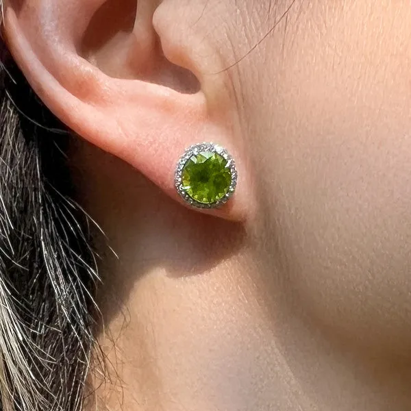 Peridot & Diamond Stud Earrings