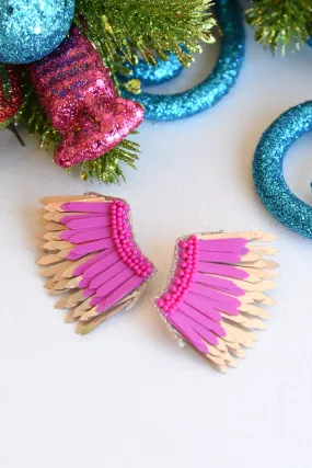 PINK WING STUD EARRINGS