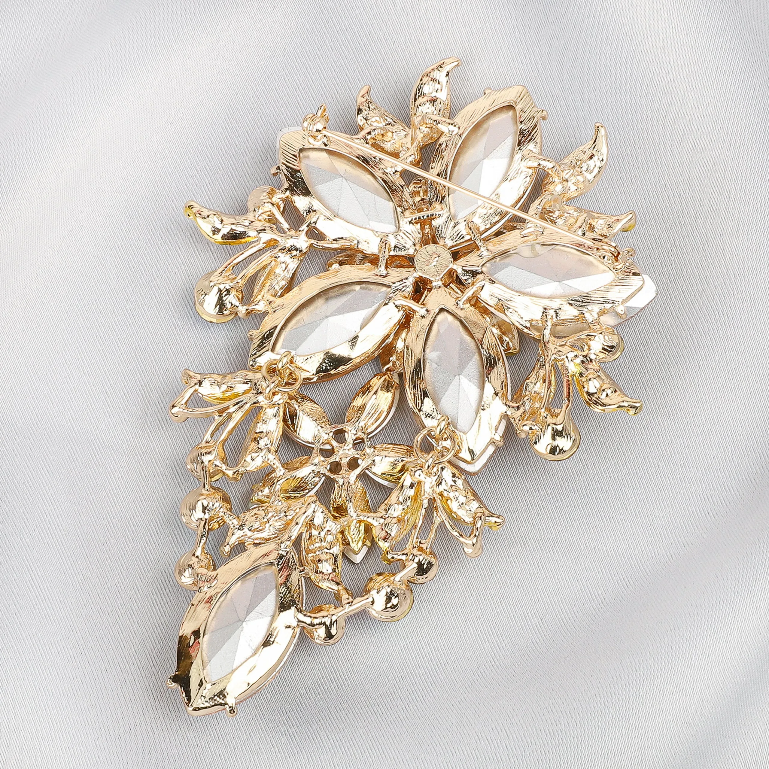 Piper Floral Statement Rhinestone Brooch - Copper