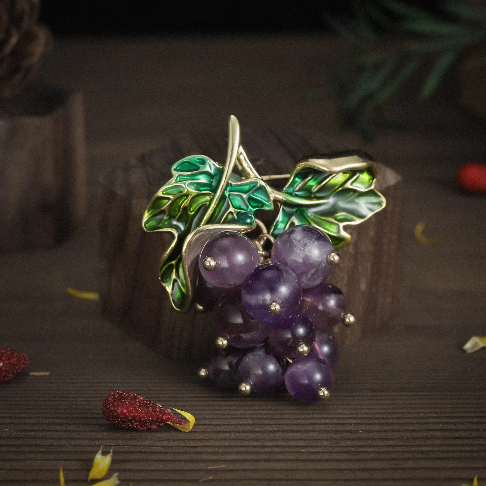 Purple Grape Brooch