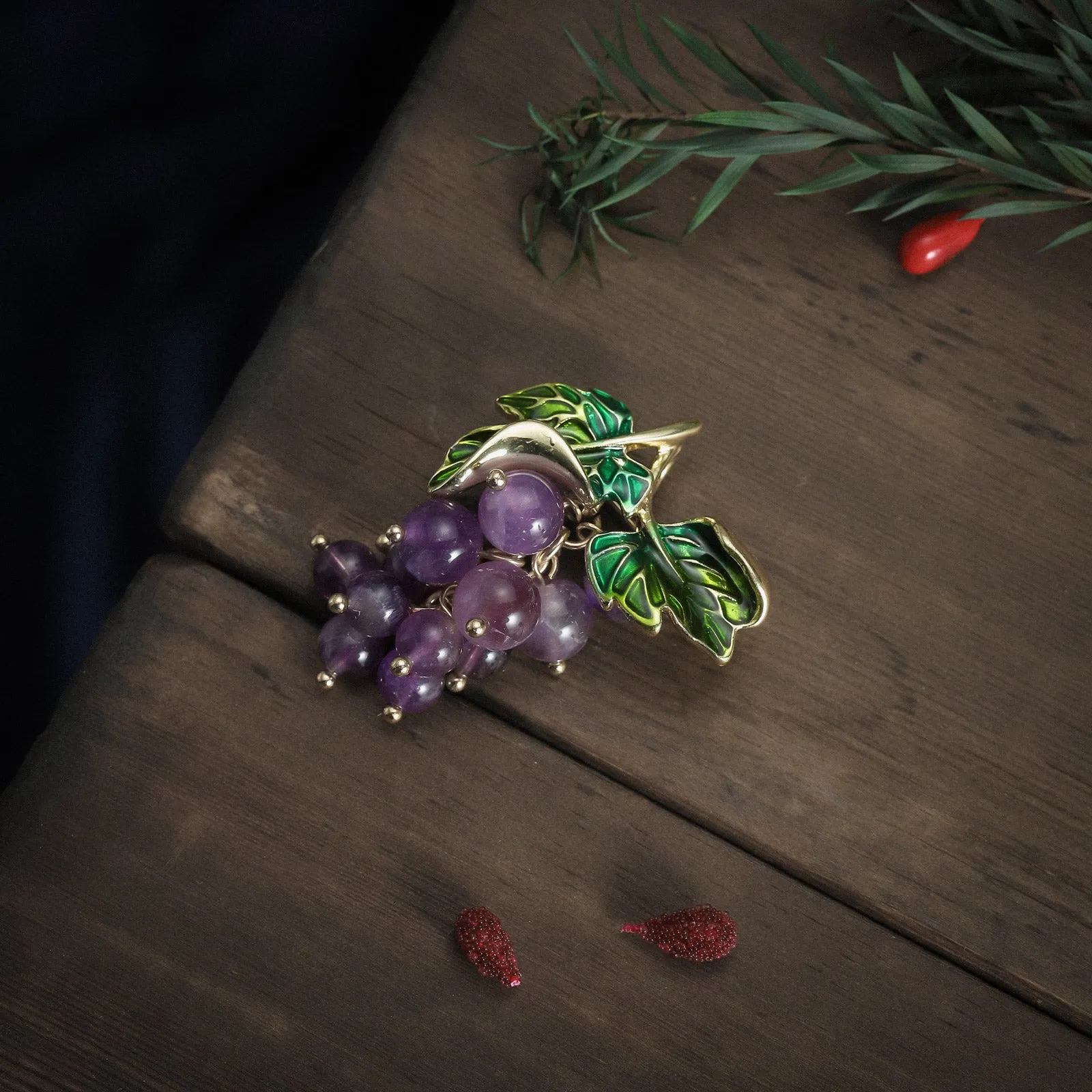 Purple Grape Brooch