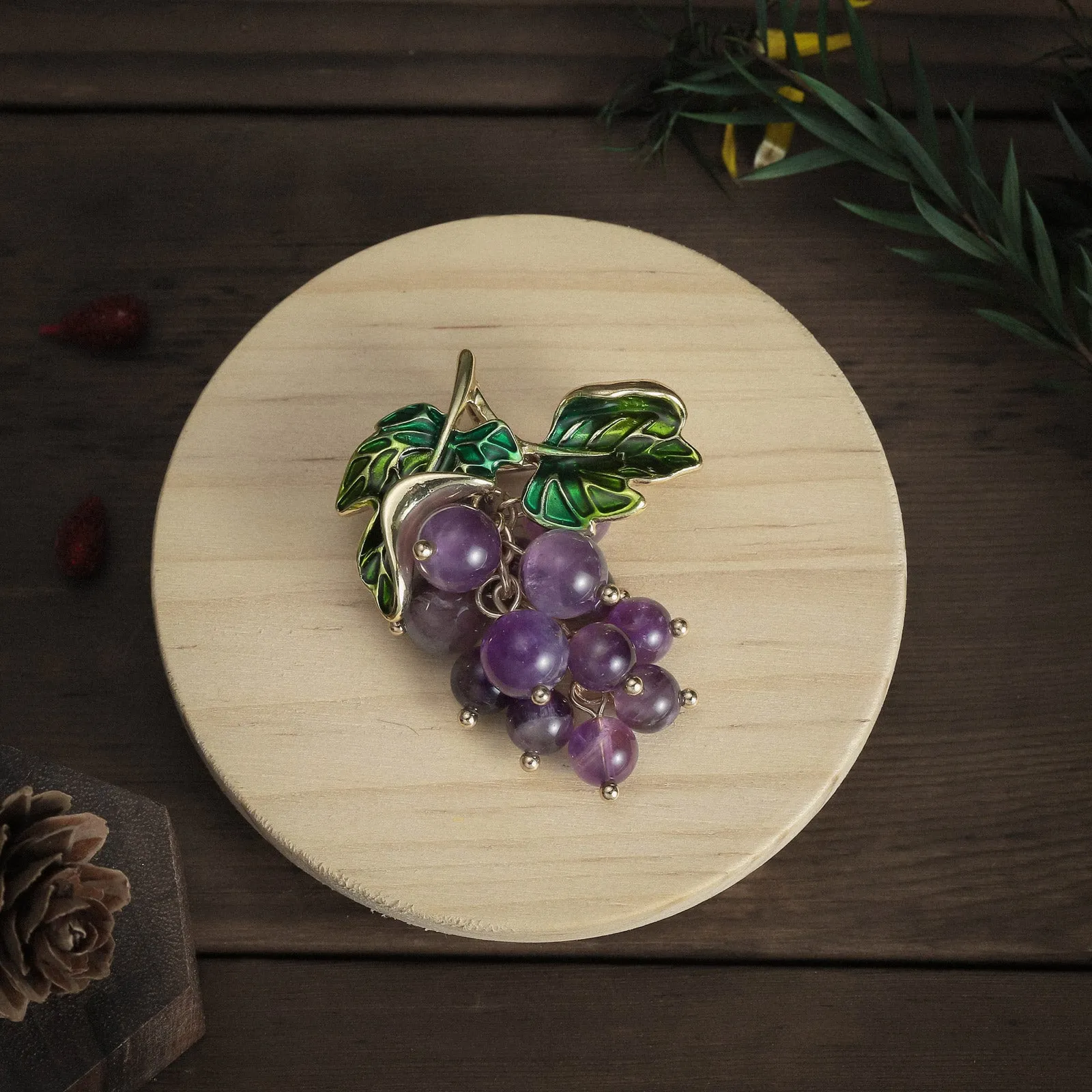 Purple Grape Brooch