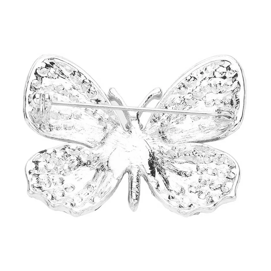 Rhinestone Pave Butterfly Pin Brooch