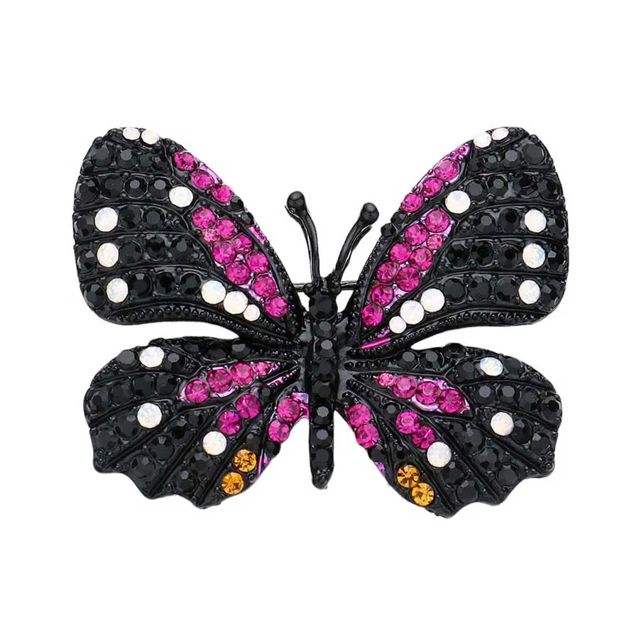 Rhinestone Pave Butterfly Pin Brooch