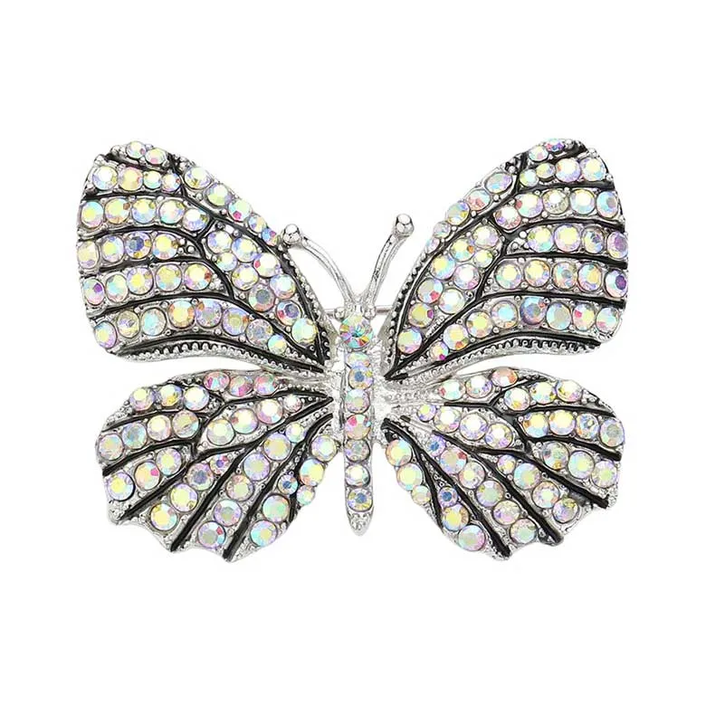 Rhinestone Pave Butterfly Pin Brooch