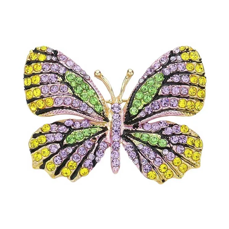 Rhinestone Pave Butterfly Pin Brooch