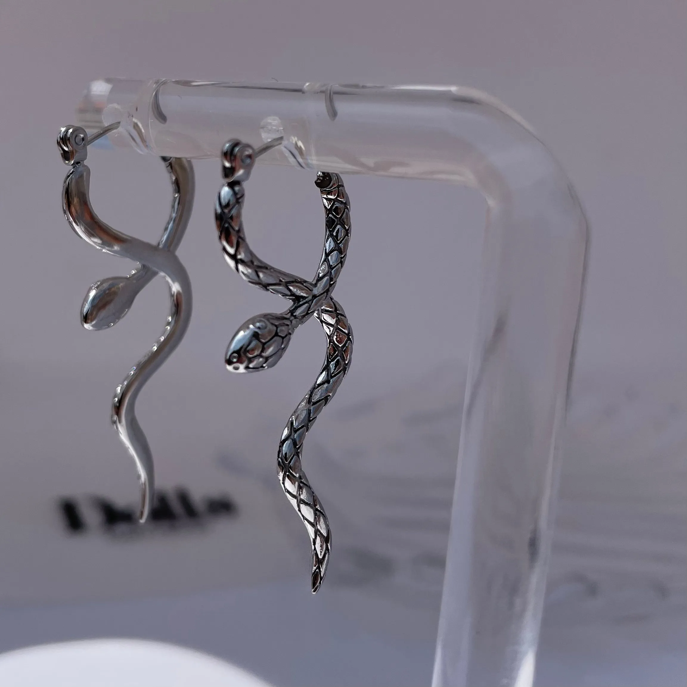 Silver Snake Earrings