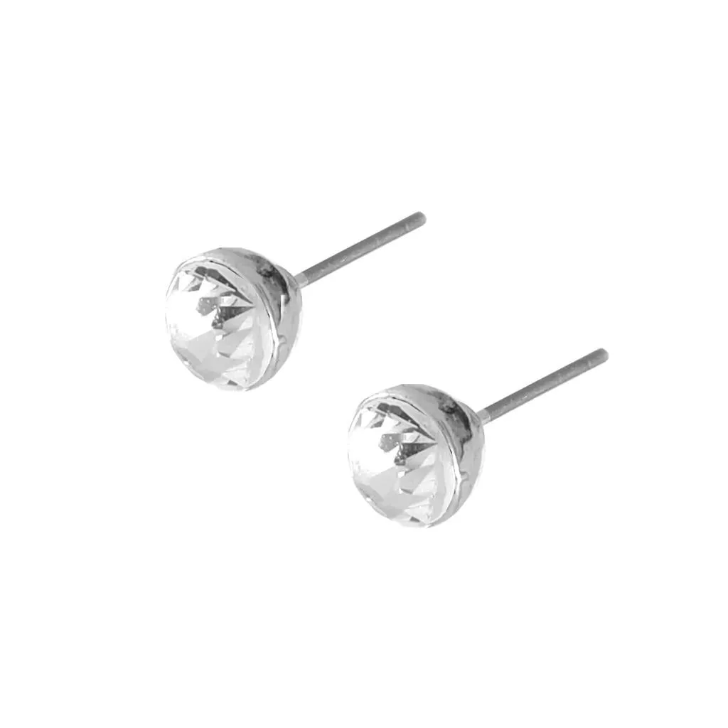 Silver Solitaire Stud Earrings