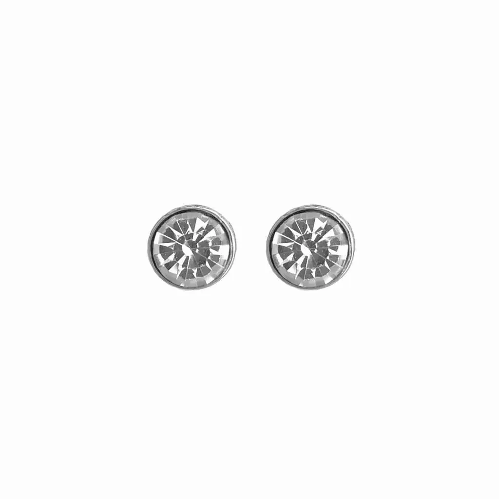 Silver Solitaire Stud Earrings