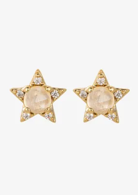 Starry Moonstone Stud Earrings