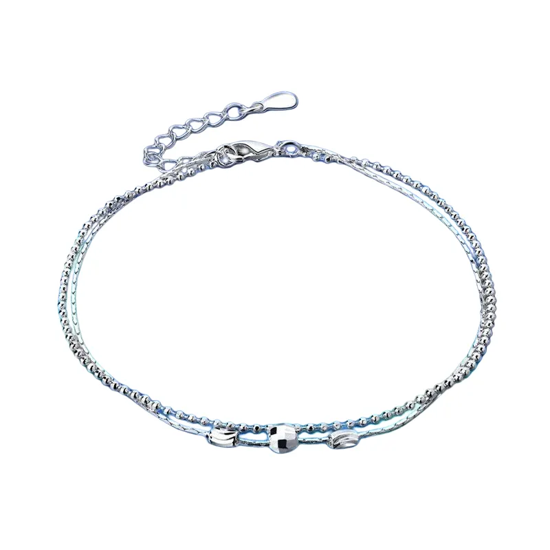 Sterling Silver Two Layers Star Anklet