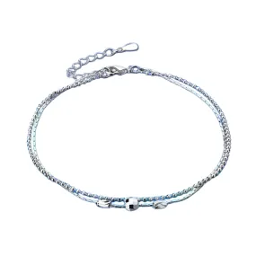 Sterling Silver Two Layers Star Anklet