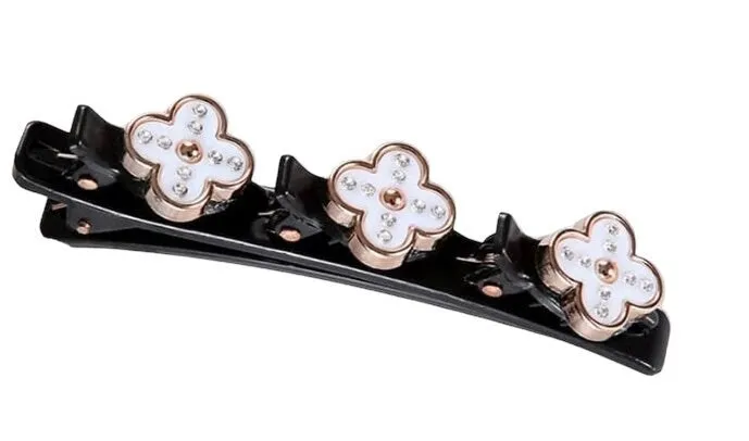 Stone Braided Hair Clips for women Rhinestone & Pearl  Chopped Hairpin Triple Multi Clip