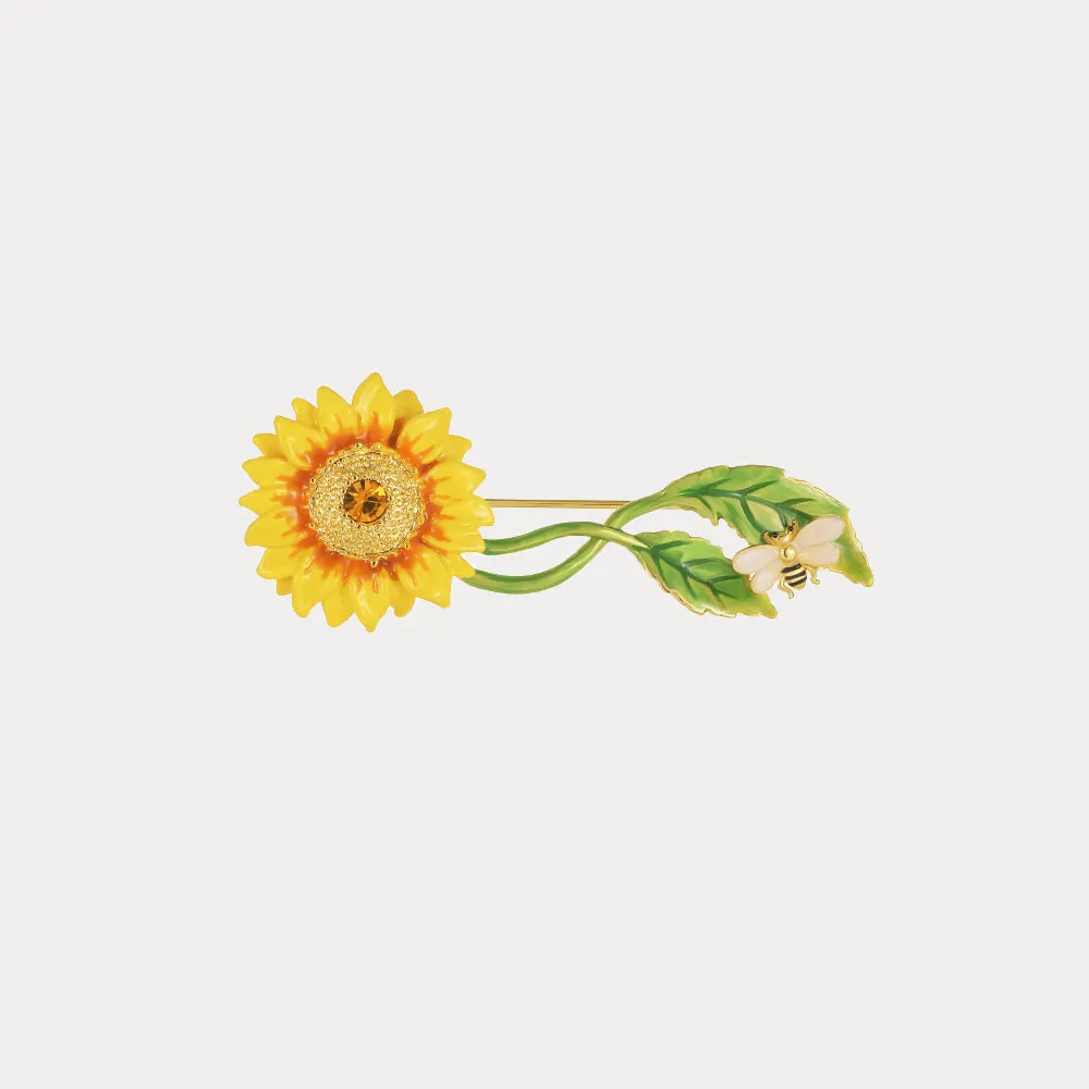 Sunflower & Bee Brooch