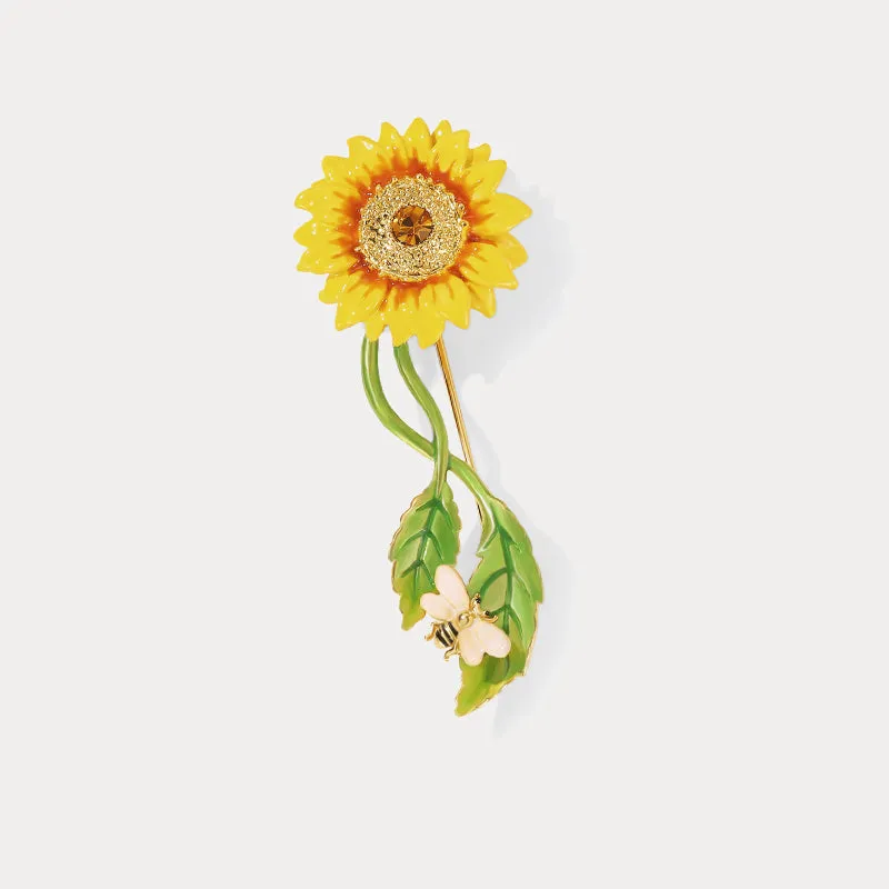 Sunflower & Bee Brooch