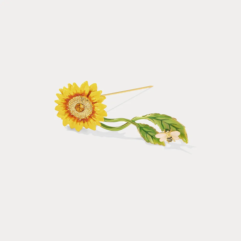 Sunflower & Bee Brooch