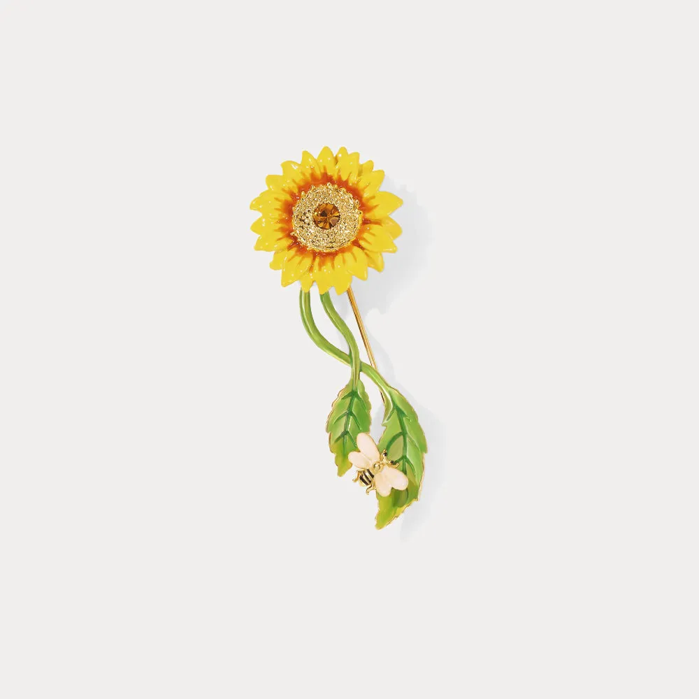 Sunflower & Bee Brooch