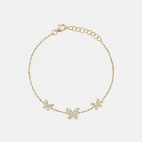 Triple Diamond Butterfly Anklet