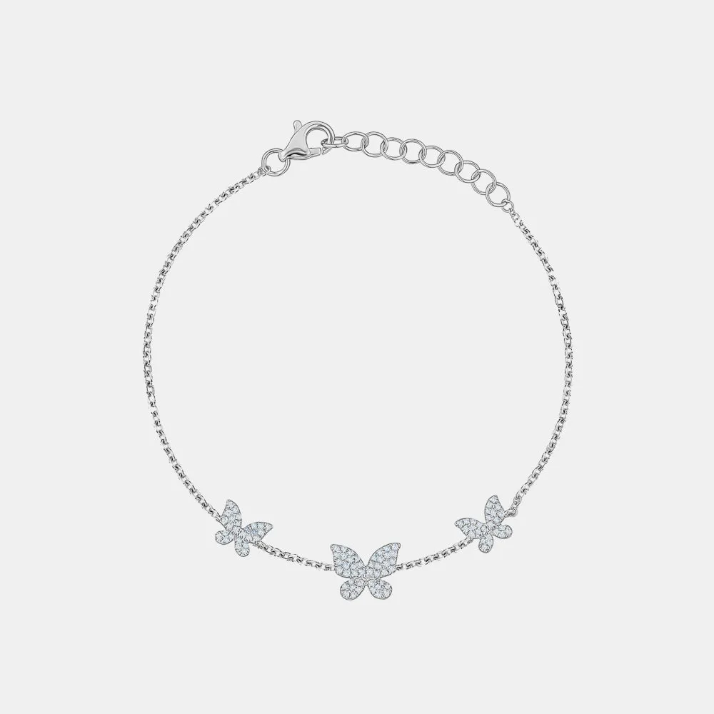 Triple Diamond Butterfly Anklet