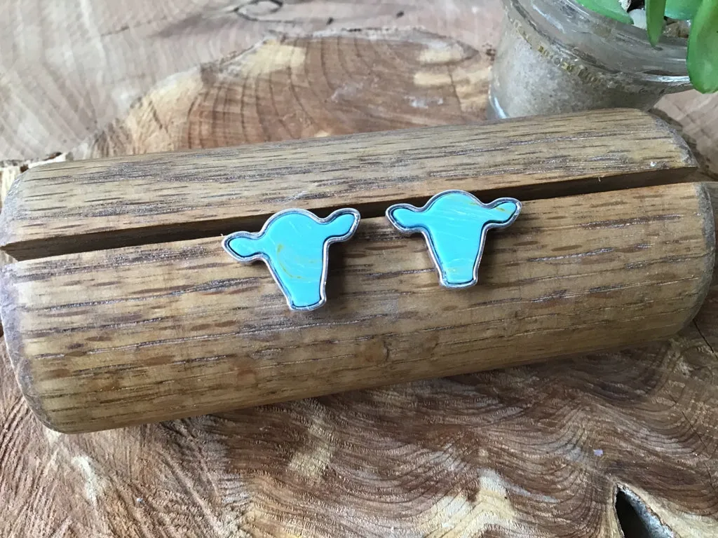 Turquoise Steerhead Stud Earrings