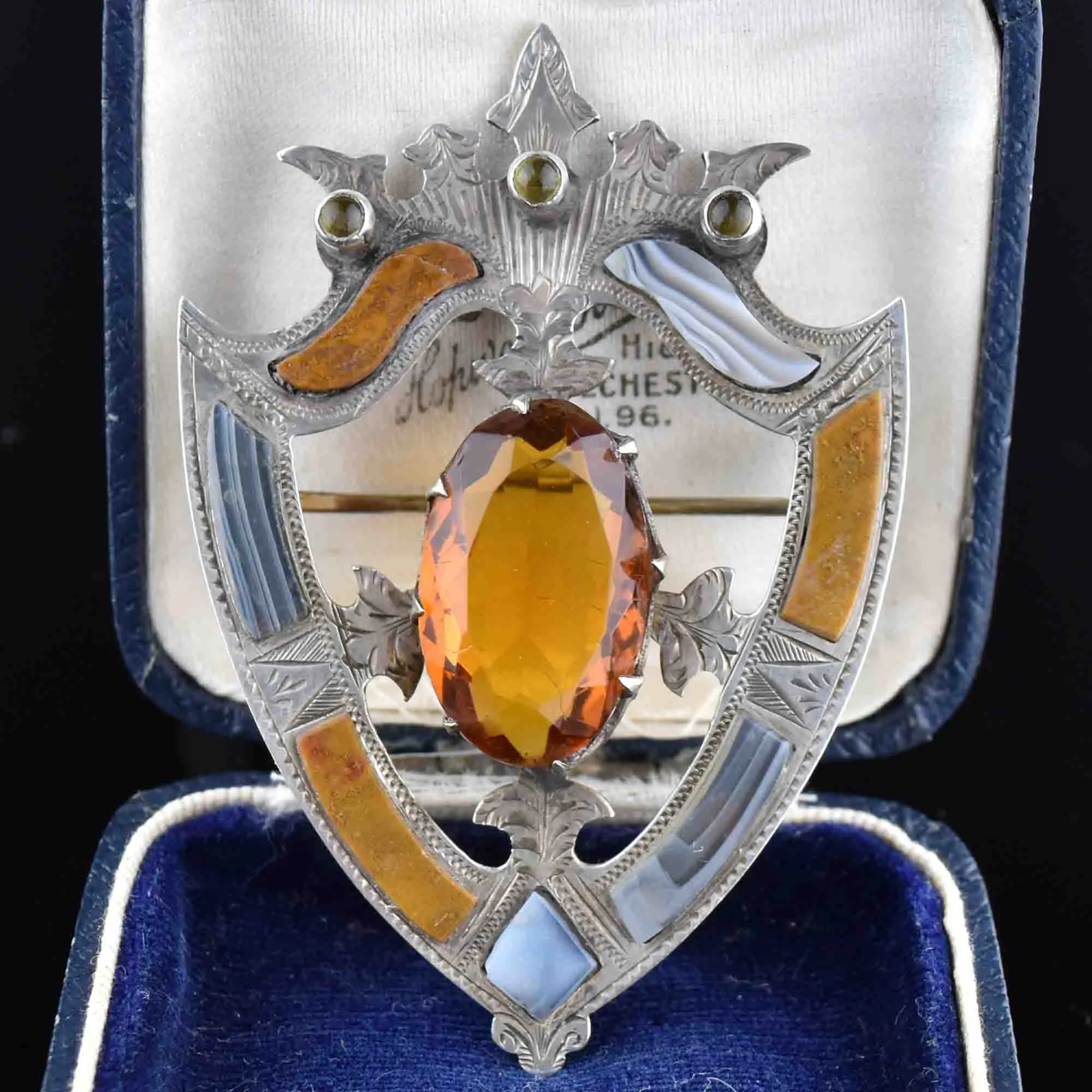 Victorian Silver Scottish Agate Luckenbooth Brooch