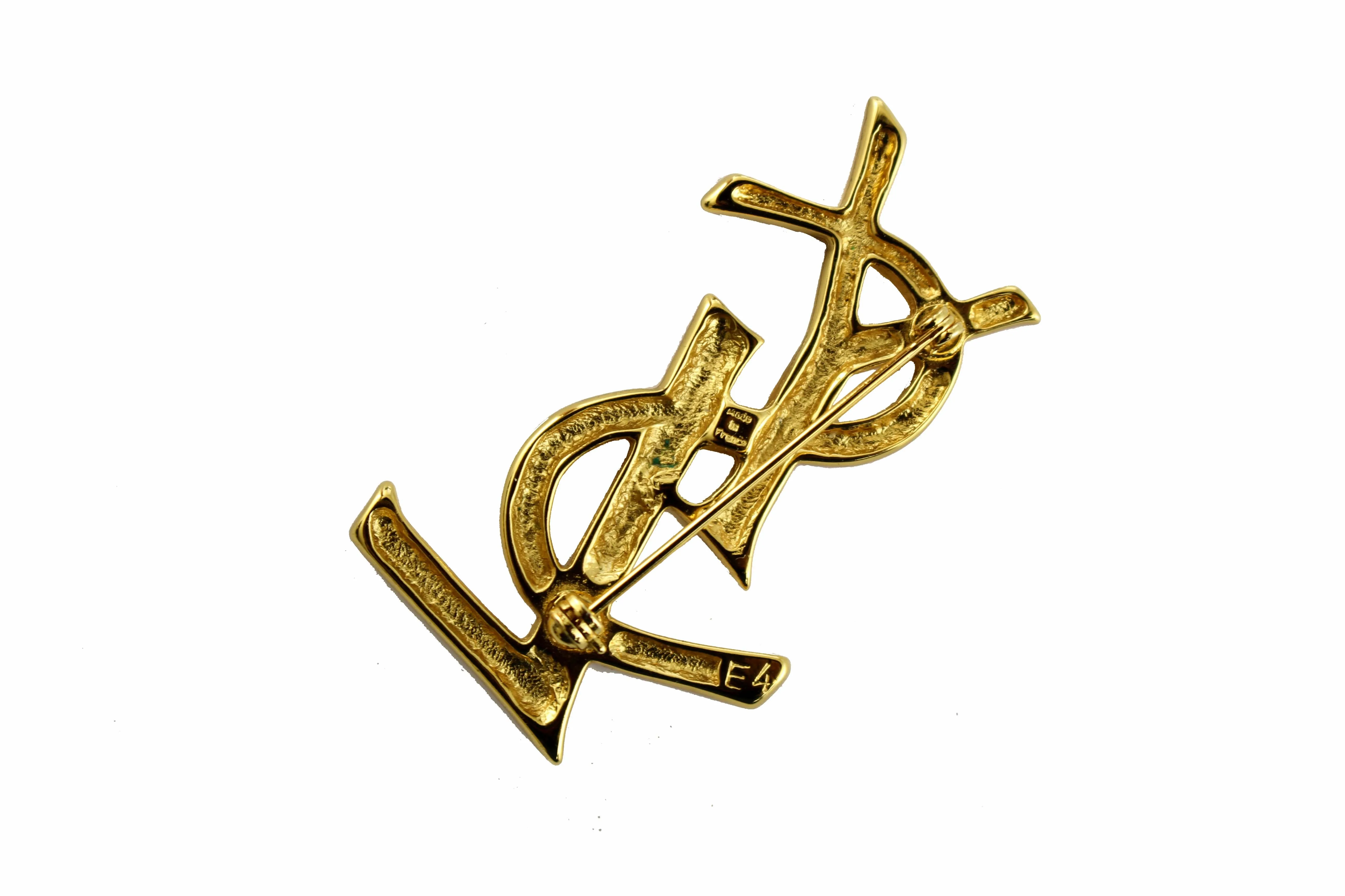 YVES SAINT LAURENT Logo Vintage Brooch